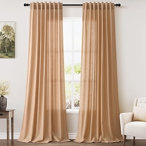 Camel Linen Curtains 90 Inch Length 2