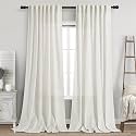 Beige White Linen Curtains for Living Room