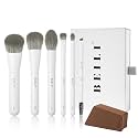 BEILI Mini 6Pcs Makeup Brush Set – Classic White, Professional Makeup Brushes for Foundation, Contour, Highlighter &amp; Blending, Travel-Ready with Sponge