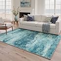 BEIMO 10x14 Teal Abstract Area Rug, Washable Non-Slip for Bedroom