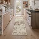 BEIMO 2'6"x6' Beige Abstract Runner Rug, Washable Non-Slip for Hallway