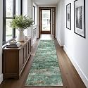 BEIMO 2x10 Runner Rug for Hallway, Turquoise Washable Abstract Non Slip Rug