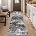 BEIMO 2x12 Runner Rug for Hallway, Dark Grey Washable Abstract Rug