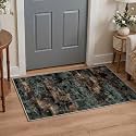BEIMO 2x3 Area Rugs for Entryway, Black Green Washable Abstract Rug