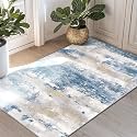 BEIMO 2x3 Area Rugs for Entryway, Blue Cream Washable Abstract Rug