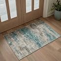 BEIMO 2x3 Area Rugs for Entryway, Teal Grey Washable Abstract Rug