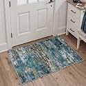 BEIMO 2x3 Faded Teal Abstract Area Rug, Washable Non-Slip for Entryway