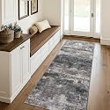 BEIMO 2x5 Runner Rug for Hallway, Dark Grey Washable Abstract Non Slip Rug