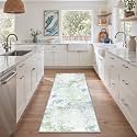 BEIMO 2x5 Runner Rug for Hallway, Green Ivory Washable Abstract Rug