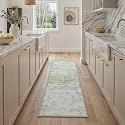 BEIMO 2x5 Runner Rug for Hallway, Light Green Washable Abstract Rug