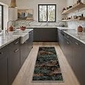 BEIMO 2x6 Runner Rug for Hallway, Black Green Washable Abstract Rug