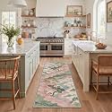 BEIMO 2x6 Runner Rug for Hallway, Sage Pink Washable Abstract Non Slip Rug