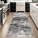 BEIMO 2x7 Runner Rug for Hallway, Dark Grey Washable Abstract Non Slip Rug