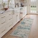 BEIMO 2x7 Runner Rug for Hallway, Teal Grey Washable Abstract Rug