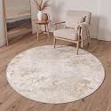 BEIMO 5FT Round Rug for Bedroom, Beige White Washable Abstract Non Slip Rug