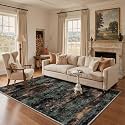 BEIMO 5x7 Area Rug for Bedroom, Black Green Washable Abstract Non Slip Rug