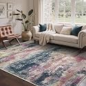 BEIMO 5x7 Area Rugs for Bedroom, Navy Pink Washable Abstract Non Slip Rug