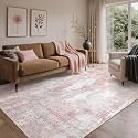 BEIMO 5x7 Area Rugs for Bedroom, Pink Grey Washable Abstract Non Slip Rug