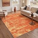 BEIMO 5x7 Orange Abstract Area Rug, Washable Non-Slip for Bedroom