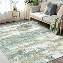 BEIMO 5x8 Green Abstract Area Rug, Washable Non-Slip for Bedroom