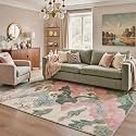 BEIMO 6x9 Area Rug for Bedroom, Sage Pink Washable Abstract Non Slip Rug