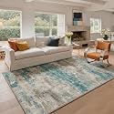BEIMO 6x9 Area Rug for Bedroom, Teal Grey Washable Abstract Non Slip Rug