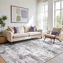 BEIMO 6x9 Area Rugs for Bedroom, Purple Grey Washable Abstract Non Slip Rug