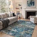 BEIMO 6x9 Faded Teal Abstract Area Rug, Washable Non-Slip for Bedroom