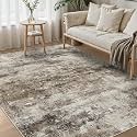 BEIMO 6x9 Area Rug for Bedroom, Brown Beige Washable Abstract Non Slip Rug