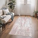 BEIMO 5x7 Area Rugs for Bedroom, Pink Grey Washable Abstract Non Slip Rug