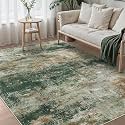 BEIMO Area Rugs 9x12 for Living Room, Green Brown Washable Abstract Rug
