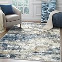 BEIMO 8x10 Area Rug for Bedroom, Navy Beige Washable Abstract Non Slip Rug