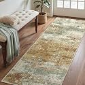 BEIMO 2'6"x6 Runner Rug for Hallway, Orange Green Washable Abstract Rug