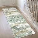 BEIMO 2x5 Green Abstract Runner Rug, Washable Non-Slip for Hallway
