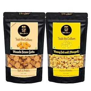 being bania besan gatta and moong dal mangodi combo  handmade  rajasthani gatta mungodi besan gatta 250g  moong dal wadi 250g