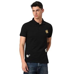Being Human Black Regular Fit Mens Polo