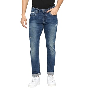 Being Human Blue Cropped Fit Mens Denims