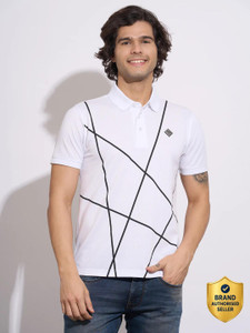 BEING HUMAN Geometric Print Men Polo Neck