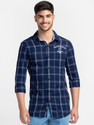 BEING HUMAN Men Checkered Casual Dark Blue