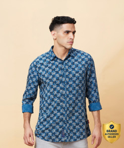 BEING HUMAN Men Floral Print Casual Blue