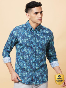 BEING HUMAN Men Printed Casual Blue Shirt