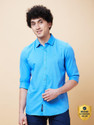 BEING HUMAN Men Solid Casual Blue Shirt