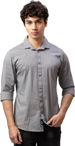 being human grey regular fit regular collar mens shirt by being human clothing men super slim fit solid mandarin collar casual shirt