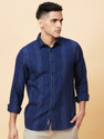 BEING HUMAN Men Striped Casual Dark Blue