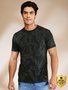 BEING HUMAN Printed Men Crew Neck Dark