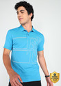 BEING HUMAN Printed Men Polo Neck Blue