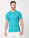 BEING HUMAN Printed Men Round Neck Blue