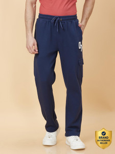 BEING HUMAN Solid Men Blue Track Pants