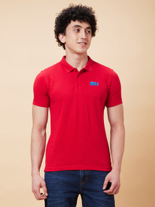 BEING HUMAN Solid Men Polo Neck Red