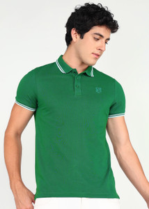 BEING HUMAN Solid Men Polo Neck Green